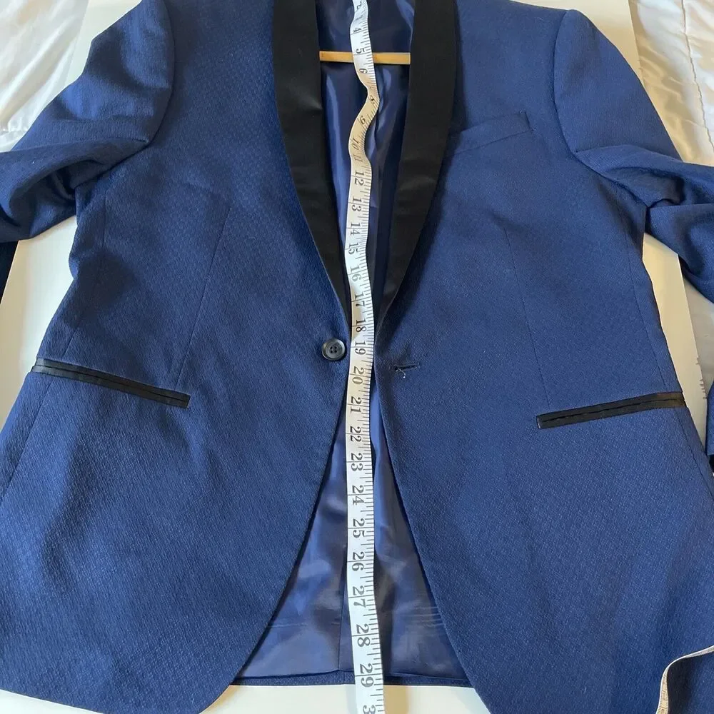 JF J. Ferrar Blue Baroque Printed Evening Jacket Blazer‎ Mens 40S Slim Fit